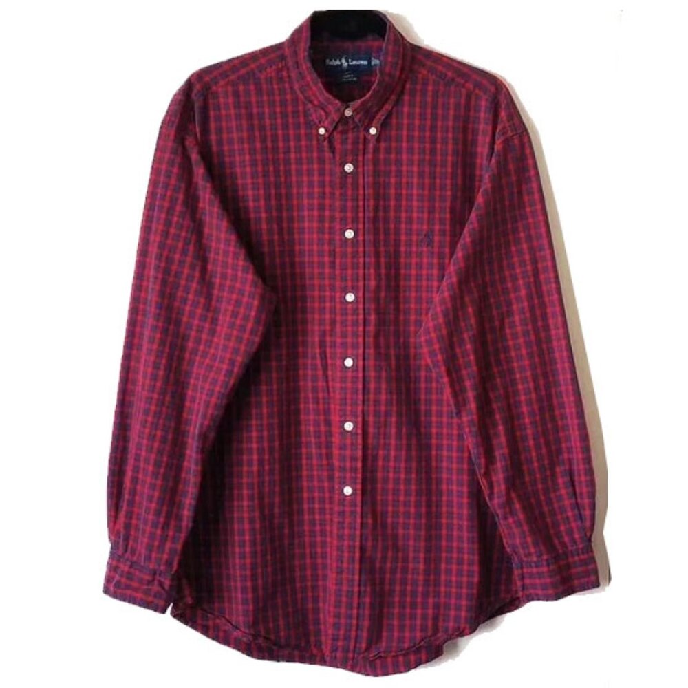 Ralph Lauren Blake 100% Cotton Button Down Shirt XL Red Blue Plaid  50off3